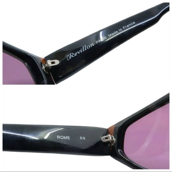 1980’s Revillon Paris Angular Black Sunglasses, Model Rome, Made in France